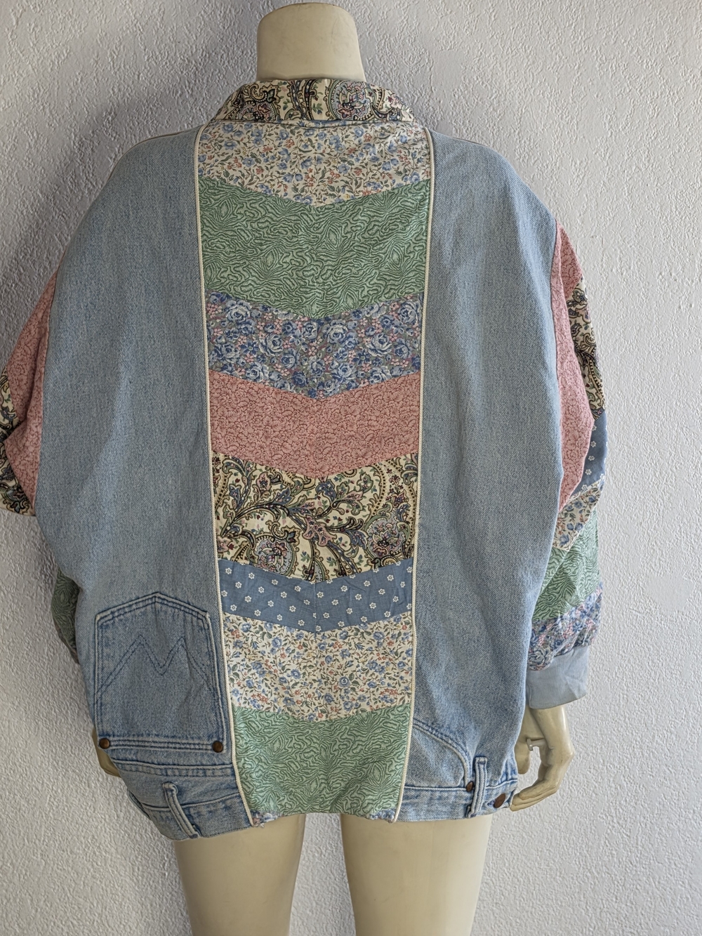 Vintage 80s Upcycled wrangler jeans and quilt Jacket
